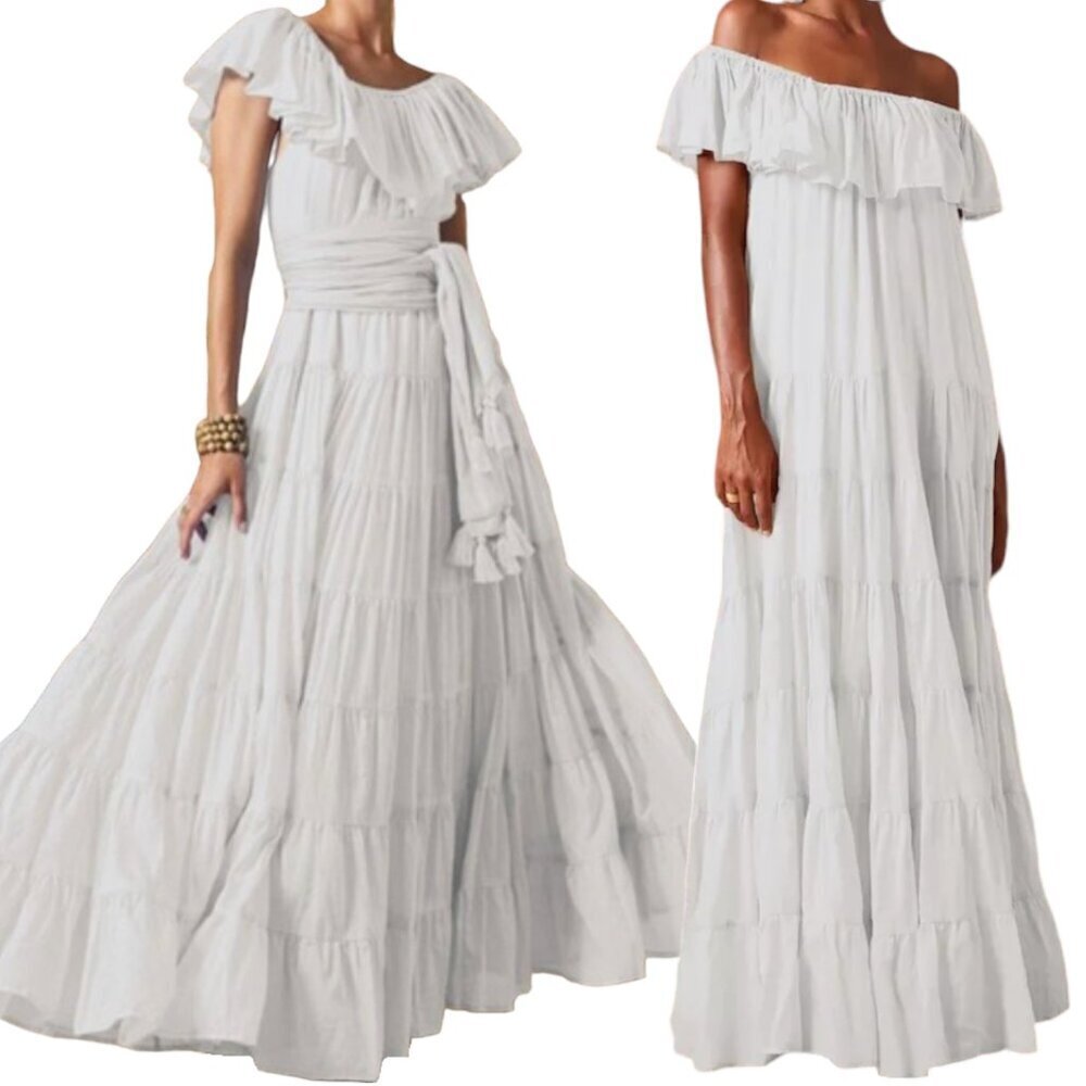 Erika Pena Dress White Orchid Dress with Belt